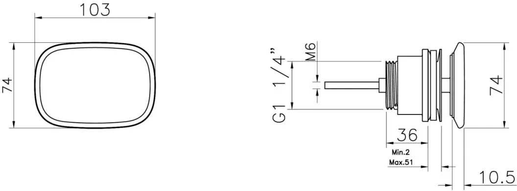 VitrA Schaftventil mit rechteckigem Ventildeckel aus Keramik 10 x 7,5 cm Weiß,6370L403-2002 6370L403-2002