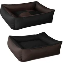 BedDog 2in1 Hundebett MAX Quattro, großes Hundekörbchen aus Cordura, waschbares Hundebett mit Rand, Hundesofa für drinnen, draußen, L, Mocca, schwarz-braun