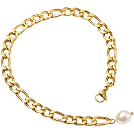 FIRETTI Fußkette mit Anhänger FIRETTI "Schmuck Geschenk Körperschmuck", gold (gelbgoldfarben, weip), Fußketten, Damen, Edelstahl Perlen, Edelstahl, Perlen, mit Süßwasserzuchtperle