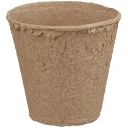 Relaxdays Anzuchttöpfe im Set, biologisch abbaubar, für Pflanzen, 80 Stück Pflanztöpfe, Zellulose, rund, 8 cm, beige