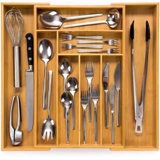 budu Besteckkasten #47 (Tiefe 47cm) aus Bambus - Schubladen Ordnungssystem für die Küche - Ausziehbar - Kitchen drawer organizer