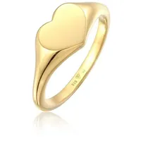 Elli Ring 925 Sterling Silber Herz, Siegelring in Gold | Gr.: 54