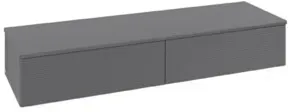 V&B Sideboard mit Frontstruktur Antao 160x26,8x50cm, WBP Lac, Anthrac. m Lac