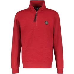 Sweatshirt LERROS "LERROS Sweat-Troyer mit dezentem Nadel-Steppmuster", Herren, Gr. S, rot (ruby rot), Baumwolle, Langarm, Sweatshirts