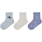 Sterntaler Baby Socken 3er Pack Wal – Baby- und Kinder-Socken im 3er Pack mit Umschlag, Innenfrottee, Wal-, Rippen- & Anker-Motive, Hellblau, Größe 22 - 22