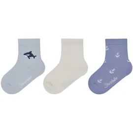 Sterntaler Baby Socken 3er Pack Wal – Baby- und Kinder-Socken im 3er Pack mit Umschlag, Innenfrottee, Wal-, Rippen- & Anker-Motive, Hellblau, Größe 22 - 22