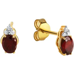 Paar Ohrstecker FIRETTI "Schmuck Geschenk Silber 925 Ohrschmuck Edelstein Granat", rot (gelbgoldfarben, silberfarben, rot, kristallweiß, rot, kristallweiß), Ohrringe, Damen, Silber 925 (Sterlingsilber), mit Granat, Zirkonia (synth.)