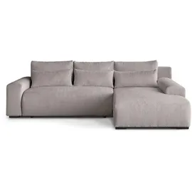 beautysofa | Ecksofa BENNY L mit Schlaffunktion und Bettkasten, Beige – Ottomane rechts – Modernes Polstersofa - Beige