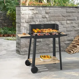 casa.pro Holzkohlegrill Ari 78 x 86 x 30 cm Schwarz/Holz