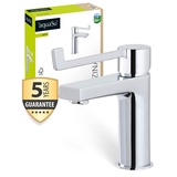 SANITOP-WINGENROTH 'aquaSu® Waschtischarmatur Zina, mit Wasserspar-Mischdüse, Komforthebel, Pop-Up-Ventil, Keramikkartusche, Standard-Montage, Messingkern, verchromt, 799133
