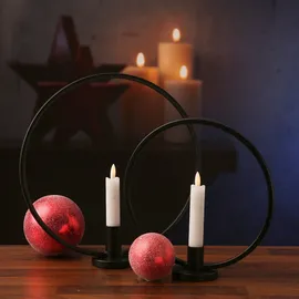 MARELIDA Stabkerzenhalter Ring schwarz 2er Set Kerzenständer Kerzenhalter für Stabkerzen rund in | Gr.: onesize