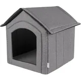 Petsona Hundehöhle Hundehütte Faltbare Mit Herausnehmbarem Dach Hundehaus Hundebett Katzenbett Haustierbett Schlafplatz Größe XXL, Grau