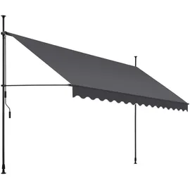 Tectake tectake® Klemmmarkise, mit Handkurbel, höhenverstellbar 211 - 304 cm, einfache Montage