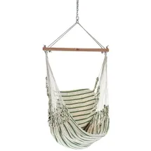 Chico Chico-Hängesessel 190 x 95 cm (inkl. Drehwirbel, Karabiner und Kette) - Baumwolle, beige-grün