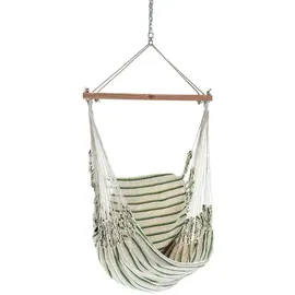 Chico Chico-Hängesessel 190 x 95 cm (inkl. Drehwirbel, Karabiner und Kette) - Baumwolle, beige-grün