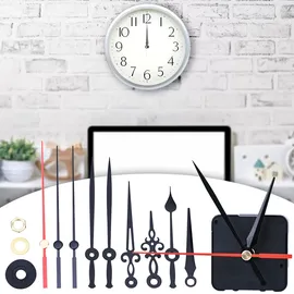 casativo-tech Geräuschloses Uhrwerk Komplettset mit 3 verschiedenen Zeigersätzen, leise schleichende Zeiger ohne Ticken, stabiles Gehäuse, Batteriebetrieb