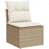 vidaXL Gartensofa ohne Armlehnen mit Kissen Beige Poly Rattan