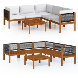vidaXL Garten-Lounge-Set 6-tlg. cremeweiß Akazie