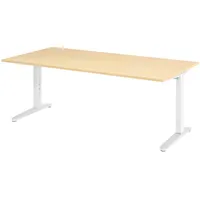 Bümö Schreibtisch Ahorn, Weiß, Nachbildung,Ahorn, Rechteckig, 200x74x100 cm, FSC