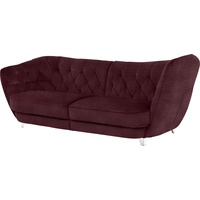 Big-Sofa LEONIQUE "Retro" Sofas Gr. B/H/T: 256 cm x 85 cm x 115 cm, Chenille, Hohe Armlehne rechts, rot (rusino) XXL Sofas