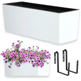 Kadax Blumenkasten aus Kunststoff, 18,5x56 cm, Pflanzkasten mit Einsatz, wetterfester Balkonkasten,