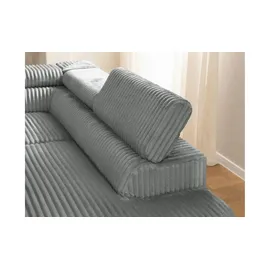 S-Style Eckcouch Cord 2-Sitzer Grau