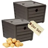 GarPet Kartoffelkiste 2er Set Aufbewahrungsbox Obst Gemüse Zwiebel 40 x 30 x 20 cm braun