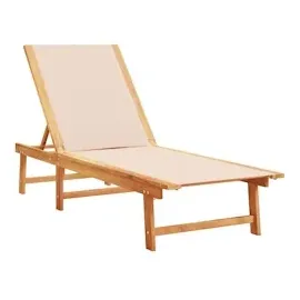 vidaXL Sonnenliegen 2 Stk. Creme Massivholz Akazie und Textilene