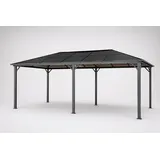 4iQ Hardtop Pavillon mit Polycarbonatdach, Metall Gartenpavillon ohne Vorhänge für Terrasse & Garten (3x6 m)