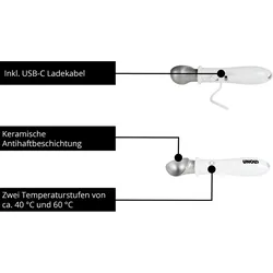 UNOLD – beheizter Eisportionierer CARLO, kurze Aufheizzeit, Antihaftbeschichtung, müheloses Portionieren, sehr leicht, USB-Ladekabel