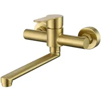 HomeLava 360° Drehbar Wand Wasserhahn 304 Edelstahl Küchenarmatur Wandarmatur Wandmontage Spültischarmatur Armatur Einhebelmischer für Küche Waschbecken Gebürstetes Gold