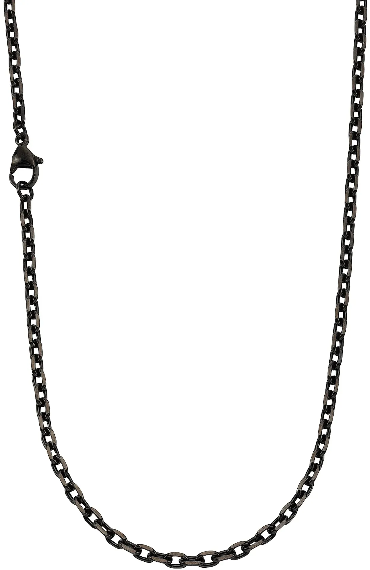 Collierkettchen VIVANCE "Ankerkette Edelstahl 3mm breit PDV schwarz", schwarz, Halsketten, Damen, 60cm, Edelstahl, L: 60cm B: 3.0mm, glänzend, B:3.0mm
