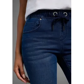 Arizona Jogg-Jeansbermudas hohe Leibhöhe, krempelbare Beinabschlüsse, Used-Look Gr. 34 N-Gr, dark blue us, , 19884441-34 N-Gr