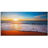 Artland Glasbild »Sonnenuntergang und das Meer«, Strand, (1 St.), blau