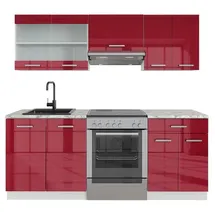 Vicco Küchenzeile R-Line 200 cm Rot Hochglanz/Weiß