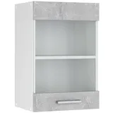 Vicco Hängeschrank R-Line, 40 cm mit Glastür, Beton/Weiß - Grau