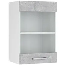 Vicco Hängeschrank R-Line, 40 cm mit Glastür, Beton/Weiß - Grau