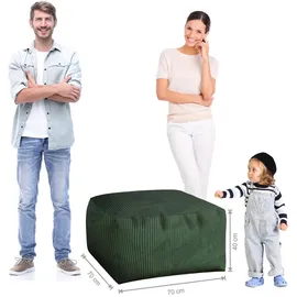 DreamRoots Sitzsack, Dunkelgrün, Grün, Textil, 70x40x70 cm, Oeko-Tex® Standard 100, Wohnzimmer, Hocker, Poufs