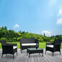 Gartenmöbel ,Rattanmöbel Polyrattan Lounge Gartenmöbel-Sets Ihr Wert Sitzgruppe Grau Sofa Essgruppe Rattan Set Garten Sitzgarnitur Gartengarnitu... - Schwarz