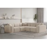 Fun Möbel Ecksofa Designersofa CELES PREMIUM in Stoff Opera Velvet Sand Seite Universal