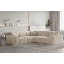 Fun Möbel Ecksofa Designersofa CELES PREMIUM in Stoff Opera Velvet Sand Seite Universal