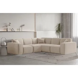 Fun Möbel Ecksofa Designersofa CELES PREMIUM in Stoff Opera Velvet Sand Seite Universal