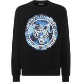 Plein Sport Sweatshirt Carbon Tiger", blau | schwarz 0207 schwarz, lightblau), Obermaterial: 88% Baumwolle, 12% Polyester, Sweatshirts Sweatshirt