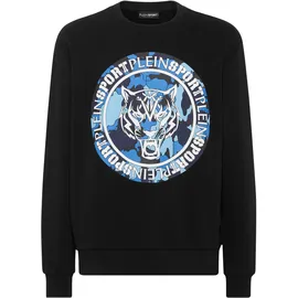 Plein Sport Sweatshirt Carbon Tiger", blau | schwarz 0207 schwarz, lightblau), Obermaterial: 88% Baumwolle, 12% Polyester, Sweatshirts Sweatshirt