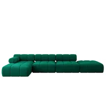 altdecor Eckcouch Samt 6-Sitzer Dunkelgrün