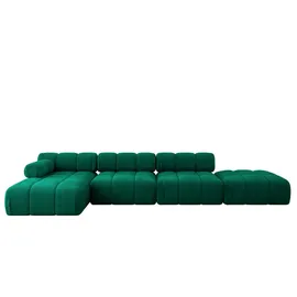 altdecor Eckcouch Samt 6-Sitzer Dunkelgrün