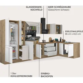 kochstation Winkelküche L-Form 360 cm weiß