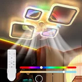 Deckenleuchte 80W Leise Deckenventilator mit Beleuchtung, RGB dimmbar Deckenlampe, 75cm Deckenventilator mit RGB Backlight, 6 Geschwindigkeiten, Timer - Weiß