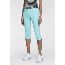 KangaROOS Caprijeans KANGAROOS "CAPRI-JEANS mit Gürtel", Damen, Gr. 32, N-Gr, grün (mint), Denim/Jeans, Obermaterial: 36% Baumwolle, 36% Viskose, 26% Polyester, 2% Elasthan, Basic, skinny fit 3/4-Länge, Jeans Caprijeans, Skinny Fit, mit Schlitz, normale Leibhöhe