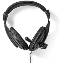 Nedis PC-Headset - Klappbares Mikrofon für Online-Meetings, Skype - Gaming - 40 mm-Lautsprechertreiber, 1.8m Kabel / Schwarz, Stereo, 3.5mm